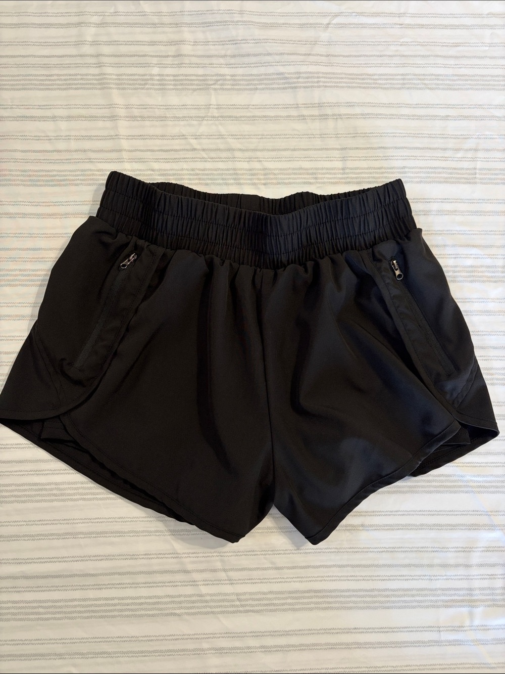 SHEIN Black Women's Athletic Shorts with Zipper Pockets